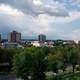 Downtown and skyline of Lethbridge in Alberta