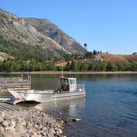 Boat on Waterton Lake at the Prince of Wales Resort at Waterton Lakes National Park