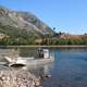 Boat on Waterton Lake at the Prince of Wales Resort at Waterton Lakes National Park