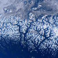 Mountains flyover on the International Space Station in British Columbia, Canada