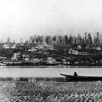 New Westminster from the Fraser River in British Columbia, Canada