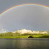 Rainbow over the landscape in British Columbia, Canada