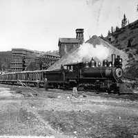 Trains at the Mother Lode Mine near Greenwood, 1903 in British Columbia, Canada