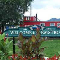 Welcome sign to Armstrong, British Columbia