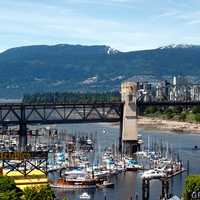 Bridge and buildings in Vancouver, British Columbia, Canada