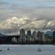 Mountains in the landscape behind the skyline of Vancouver, Canada