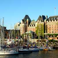 Inner Harbor with boats and buildings in Victoria, British Columbia, Canada