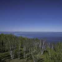 View of Lake Winnipeg and forest from observation tower