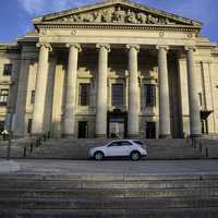 Car in front of a capital building in Winnipeg