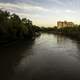 River around sunset on the bridge in Winnipeg