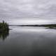 Cloudy landscape of water and the lake on the Ingraham Trail
