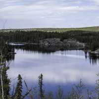 Hills, trees, and lake landscape on the Ingraham Trail