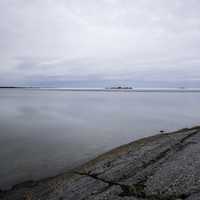 Landscape on cloudy day overlooking Great Slave Lake near Dettah