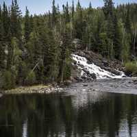 Looking at Cameron Falls from a distance on the Ingraham Trail