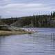 People Sunbathing on the Shore on Prelude Lake, Ingraham Trail