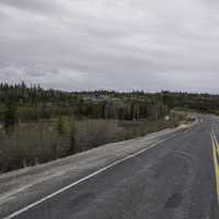 Road to Dettah under cloudy skies