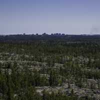 Skyline of Yellowknife in the Distance from the top of the rock outcropping