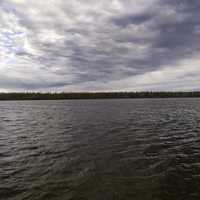 Landscape across Chan Lake under clouds