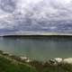 Panoramic of the Mackenzie river landscape under clouds