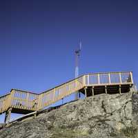 Climbing the Steps up the Pilot's Monument in Yellowknife