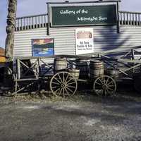 Gallery of the Midnight sun with Wheelbarrow in front in Yellowknife