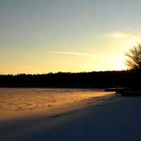 Frozen lake Echo at Sunset in Halifax, Nova Scotia