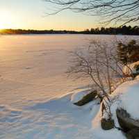 Sunrise on Frozen lake Echo in Halifax, Nova Scotia