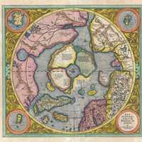 Hondius Map picturing the Frobisher Strait in Nunavut, Canada