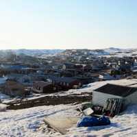 View of Iqaluit from Joamie Hill in Iqaluit, Nanuvut, Canada