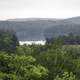 Lake landscape on a foggy day in Algonquin Provincial Park, Ontario