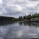 Shoreline, clouds, landscape, and forest at Algonquin Provincial Park, Ontario