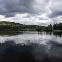 Shoreline, lake, and clouds in Algonquin Provincial Park, Ontario