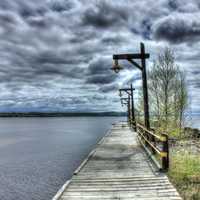 Boardwalk by the lake at Lake Nipigon, Ontario, Canada
