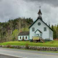 Church on the roadside at Lake Nipigon, Ontario, Canada
