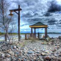 Gazebo and Landscape at Lake Nipigon, Ontario, Canada