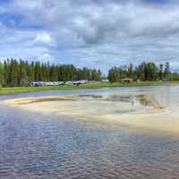 Looking at the campground at Lake Nipigon, Ontario, Canada