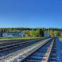 Railway in town at Lake Nipigon, Ontario, Canada