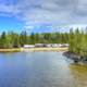 Trailers at the campsites at Lake Nipigon, Ontario, Canada