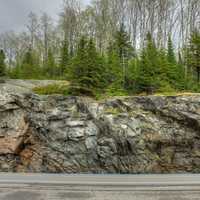 Trees by the road at Lake Nipigon, Ontario, Canada