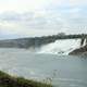 Falls and Rainbow Bridge in Niagara Falls, Ontario, Canada