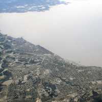 Aerial view of North Bay and Lake Nipissing in North Bay, Ontario, Canada