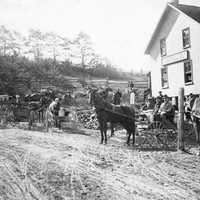 Farmers lined up to sell cream at Albert Reesor's Locust Hill Creamery in Markham, Ontario, Canada