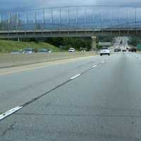 Highway 401 in Kitchener looking east towards the Grand River in Ontario, Canada