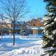 Residential condominiums and houses in Barrie after a snowfall in Barrie, Ontario, Canada