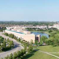 Skyline of Markham viewed from Highway 7 and Town Centre Blvd in Markham, Ontario, Canada