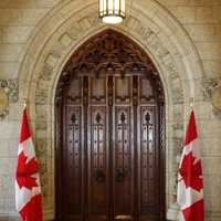 Main door to the House of Commons in Centre Block Ottawa, Ontario, Canada