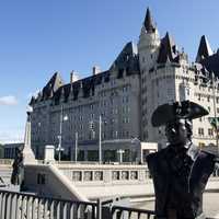 Statue and castle in Ottawa, Ontario, Canada