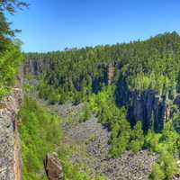 Looking at the Canyon floor at Ouimet Canyon, Ontario, Canada