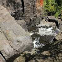 Falling from the ledge at Pigeon River Provincial Park, Ontario, Canada