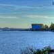 Across the bay at the building at Sleeping Giant Provincial Park, Ontario, Canada